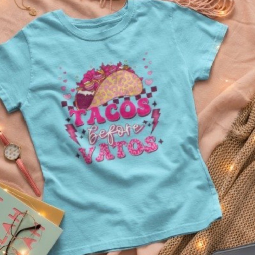 Tacos before Vatos tee shirt.